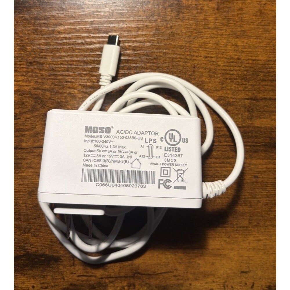 Moso MSV3000R150-038BO-US USB-C AC/DC Adapter, 5v/3a, White